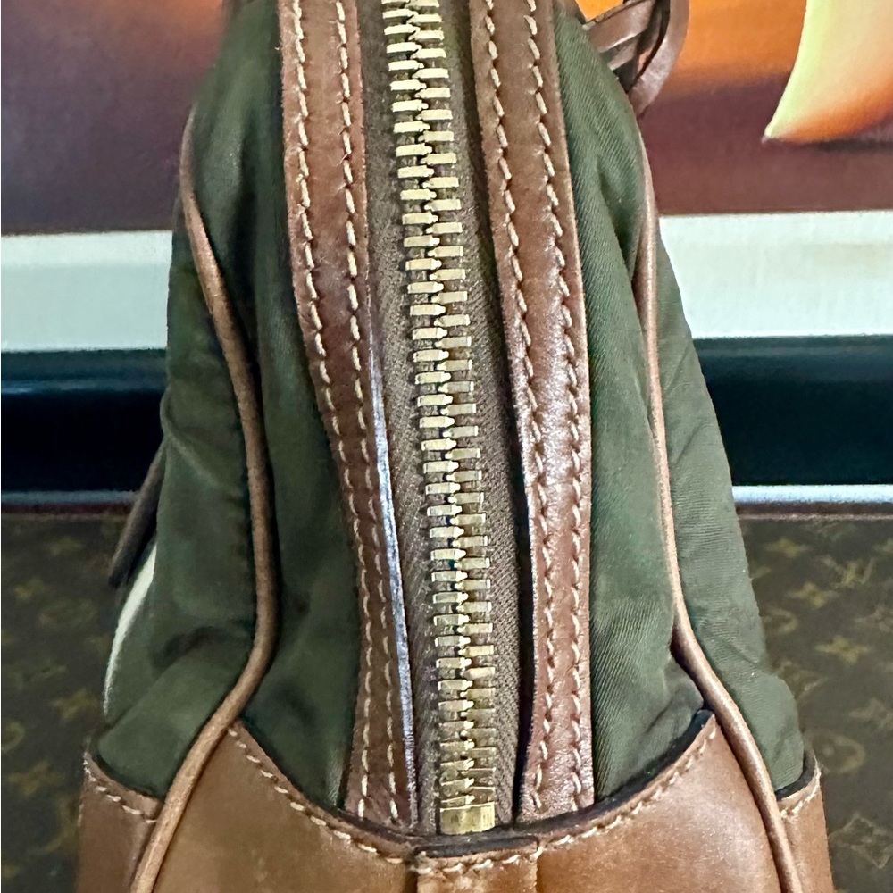 Prada Olive* and Brown Satchel with Leather Trim - Picture 6 of 8